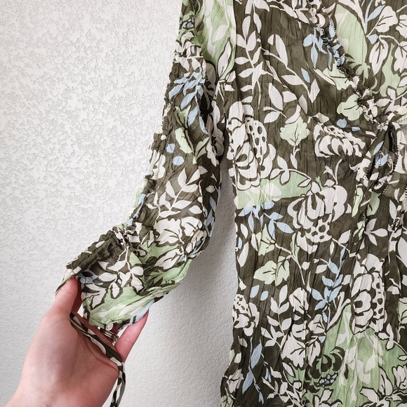 ESPRIT x VINTAGE 90s sheer long sleeve floral top size 6 - Picture 4 of 8